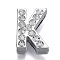 Alloy Letter Slide Charms, with Crystal Rhinestone, Cadmium Free & Lead Free, Platinum, Letter.K, 20.5x14x7mm, Hole: 2.5x18mm