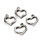 Tarnish Resistant 304 Stainless Steel Toggle Clasps Parts, Heart, Stainless Steel Color, 20x18x3mm, Hole: 2mm