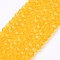 Glass Beads Strands, Faceted(32 Facets), Round, Gold, 4mm, Hole: 1mm, about 87~93pcs/strand, 32~33cm