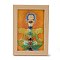 Yoga Gemstone Chakra Picture Frame Stand, with Wood Rectangle Picture Frame, Reiki Energy Stone Home Office Decoration, BurlyWood, 75x120x165mm, Inner Diameter: 140x90mm