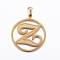 Ion Plating(IP) 304 Stainless Steel Pendants, Flat Round with Letter, Golden, Letter.Z, 28x25x1.2mm, Hole: 6x3.5mm