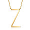 201 Stainless Steel Initial Pendants Necklaces, with Cable Chains, Letter, Letter.Z, 17.3~18.3 inch(44~46.5cm)x1.5mm, LetterZ: 37x19.5x1mm