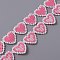 Fiber Lace Trims, Heart, Pink, 7/8 inch(23mm)