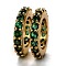 Brass Micro Pave Cubic Zirconia European Beads, Long-Lasting Plated, Real 18K Gold Plated, Large Hole Beads, Ring, Green, 10x1.8mm, Hole: 6mm