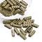 Spray Painted Alloy Multi-Strand Links, For Tile Elastic Bracelets Making, Rectangle, Olive, 5x14x4mm, Hole: 1mm