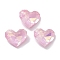 Glass Rhinestone Cabochons, Point Back & Back Plated, Faceted, Heart, Light Rose, 10x12x5mm