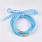 PVC Plastic Buddhist Bangle Sets, Jelly Bangles, with Glitter Powder and Polyester Ribbon, Light Blue, 2-1/2 inch(6.3cm), 5pcs/set