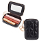 PU Leather Zipper Lipstick Storage Bags, Portable Lip Balm Organizer Holder for Women Ladies, Clutch Bag with Mirror & Keychain, Black, 10.85x7.5x4.2cm