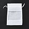 Linen Pouches, Drawstring Bags, with Organza Windows, Rectangle, White, 14x10x0.5cm