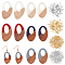 SUPERFINDINGS DIY 6 Pairs Mixed Shape Resin & Walnut Wood Earring Makings, Including Pendants, Brass Earring Hooks & Jump Ring, Golden & Silver, Pendant: 12pcs