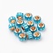 Glass European Beads, Large Hole Beads, with Alloy Cores, Column, Light Gold, Sky Blue, 9x7mm, Hole: 4.7~5mm