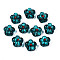 Handmade Silver Foil Glass Lampwork Beads, Flower, Dark Turquoise, 14~14.5x14.5~15x8~9mm, Hole: 1.4~1.6mm