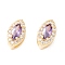 Rack Plating Brass Micro Pave Cubic Zirconia Beads, Long-Lasting Plated, Real 18K Gold Plated, Cadmium Free & Nickel Free & Lead Free, Horse Eye, Medium Purple, 10x6x6mm, Hole: 3~5x2mm