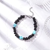 Synthetic Turquoise Cross & Natural Lava Rock Nuggets Beaded Bracelets BJEW-JB12193-02-1