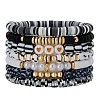 7Pcs Heart Pattern Polymer Clay & Plastic Pearl & CCB Plastic Beaded Stretch Bracelet Set for Women FS-WG634BB-14-1