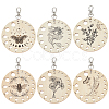 6Pcs Wood Knitting Needle Gauge Guide Pendant Decorations HJEW-BC00112-1