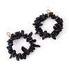 2Pcs Natural Obsidian Chip Beaded Pendants PALLOY-TAC0232-05-2