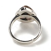 Natural Rhodonite Teardrop Adjustable Rings RJEW-K371-08S-12-4