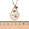 Printed Alloy Enamel Pear & Brass Enamel Evil Eye Pendant 304 Stainless Steel Enamel Dapped Chain Necklaces for Women NJEW-JN06361-5