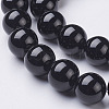 Natural Dyed & Heated Black Onyx Round Beads Strands X-GSR10mmC097-2