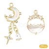 2Pcs 2 Styles Alloy Glass Pendants FIND-YW0010-32C-1