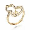 Brass Micro Pave Clear Cubic Zirconia Peg Bails Adjustable Finger Ring Settings KK-S356-173G-NF-4