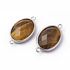 Platinum Tone Brass Tiger Eye Links connectors G-F339-B05-2