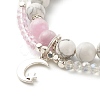 Moon and Star Charm Multi-strand Bracelet BJEW-TA00033-03-4