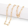 Brass Textured Paperclip Chain Necklace Making MAK-S072-03A-G-1