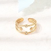 304 Stainless Steel Rhinestone Cuff Open Rings RB-CBAE630-01G-B-3