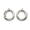 Tarnish Resistant 304 Stainless Steel Letter Pendant Rhinestone Settings STAS-Y006-61P-O-2