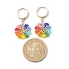 Rainbow Color Japanese Seed Braided Flower Dangle Hoop Earrings EJEW-MZ00003-5
