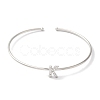 Rack Plating Brass Micro Pave Clear Cubic Zirconia Letter Open Cuff Bangles BJEW-A018-01P-K-2