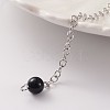 Platinum Tone Brass Dyed & Heated Black Agate Cone Hexagonal Pointed Dowsing Pendulums MAK-M015-01C-3