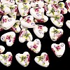 Floral Printed Porcelain Beads PORC-Q152-11-1