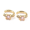 Brass Micro Pave Cubic Zirconia Cuff Earrings EJEW-K086-02G-07-1