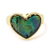 Natural Shell Heart Open Cuff Ring RJEW-H220-02G-2