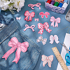 12Pcs 12 Styles Bowknot Polyester Embroider Thread Iron on/Sew On Patches PATC-AR0001-15-4