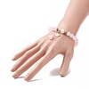 Natural Rose Quartz & Pearl Stretch Bracelet BJEW-JB09224-01-3