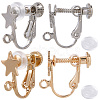24Pcs 2 Colors Brass Pentagram Screw Clip-on Earring Findings EJEW-SP0001-12-5