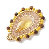 Natural Tiger Eye Faceted Round and Glass Seed Beaded Pendants PALLOY-MZ01218-03-4