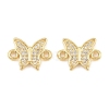 Brass Micro Pave Clear Cubic Zirconia Connector Charms CU-CBA908F-04G-03-1