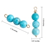 10Pcs Triple Synthetic Turquoise Round Beaded Connector Charms PALLOY-SW00003-08-2