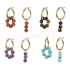 4 Pairs 4 Style NNatural & Synthetic Mixed Genstone Round Beaded Dangle Hoop Earrings EJEW-TA00296-1