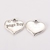 Wedding Theme Antique Silver Tone Tibetan Style Heart with Page Boy Rhinestone Charms TIBEP-N005-14B-1