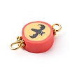 Halloween/Christmas Theme Flat Round Polymer Clay Links Connectors PALLOY-JF00713-4