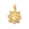 Religion Themed Rack Plating Brass Micro Pave Cubic Zirconia Pendants KK-L226-007G-10-1