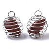 Iron Wrap-around Spiral Bead Cage Pendants IFIN-R239-11P-2