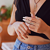 2Pcs 2 Colors Crystal Rhinestone Flower Full Finger Ring Hand Chain RJEW-AN0001-03-6
