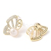 Natural Pearl Stud Earrings EJEW-L286-03G-2